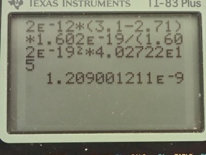 OpenStax College Physics, Chapter 29, Problem 82 (PE) calculator screenshot 3