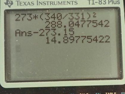 OpenStax College Physics, Chapter 17, Problem 14 (AP) calculator screenshot 1