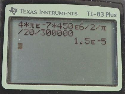 OpenStax College Physics, Chapter 22, Problem 72 (PE) calculator screenshot 1
