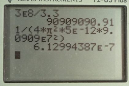 OpenStax College Physics, Chapter 24, Problem 39 (PE) calculator screenshot 1