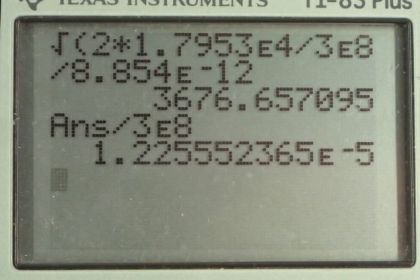 OpenStax College Physics, Chapter 24, Problem 43 (PE) calculator screenshot 2