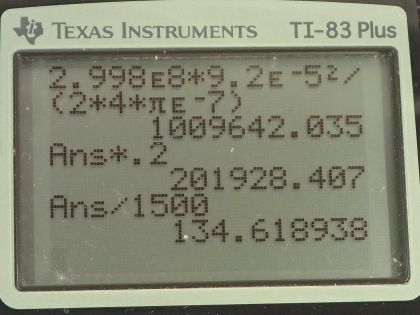OpenStax College Physics, Chapter 24, Problem 48 (PE) calculator screenshot 1