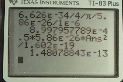 OpenStax College Physics, Chapter 29, Problem 63 (PE) calculator screenshot 1