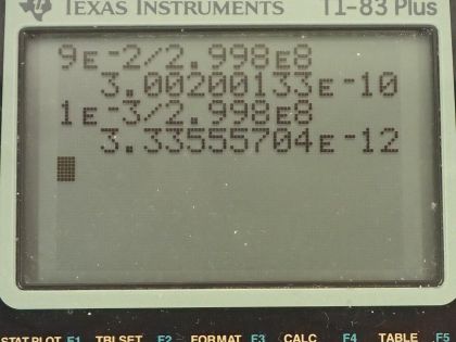 OpenStax College Physics, Chapter 32, Problem 4 (PE) calculator screenshot 1